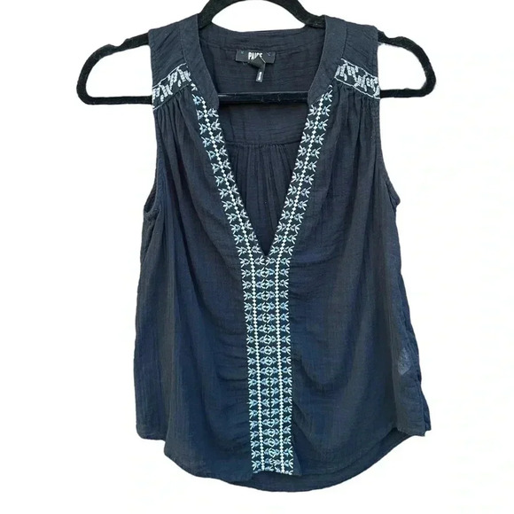 PAIGE Lina Top in Black/Bering Sea - Picture 7 of 7